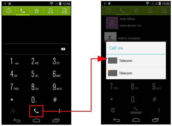 ACER JADE Z BLANC LUNAIRE - Sélectionner qu'elle SIM utiliser lors d'un appel - 1