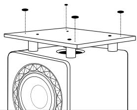 ELIPSON PF_SUB8_BLANC - 1b. Mounting the removable base on the subwoofer cabinet (PFSUB8, PFSUB10) - 2