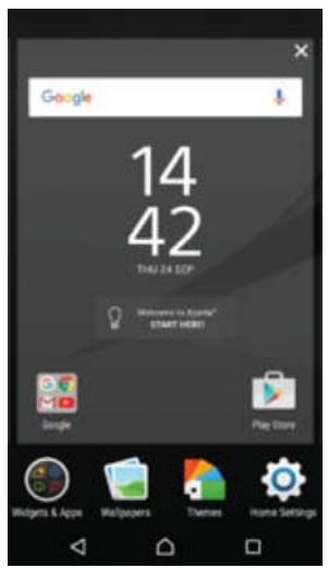 Google 14 42 THU 24 SEP Welcome to Google® START HERE! Google Play Store Widgets & Apps Wallpapers Themes Home Settings