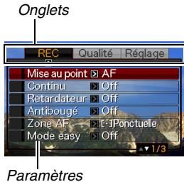 CASIO EX-Z65 - Exemple d'écran de menu - 1