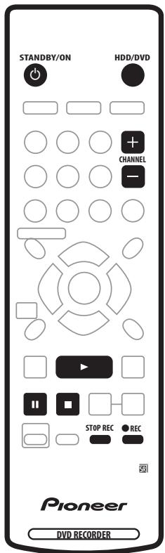 STANDBY/ON HDD/DVD CHANNEL STOP REC REC Pioneer DVD RECORDER