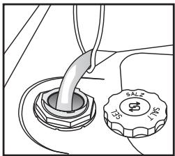 WHIRLPOOL ADP8463PCGG - Remplissage du réservoir à sel - Le sel dissout le tartre (inutile si le niveau de durée de l'eau est réglo sur « douce »!) - 2