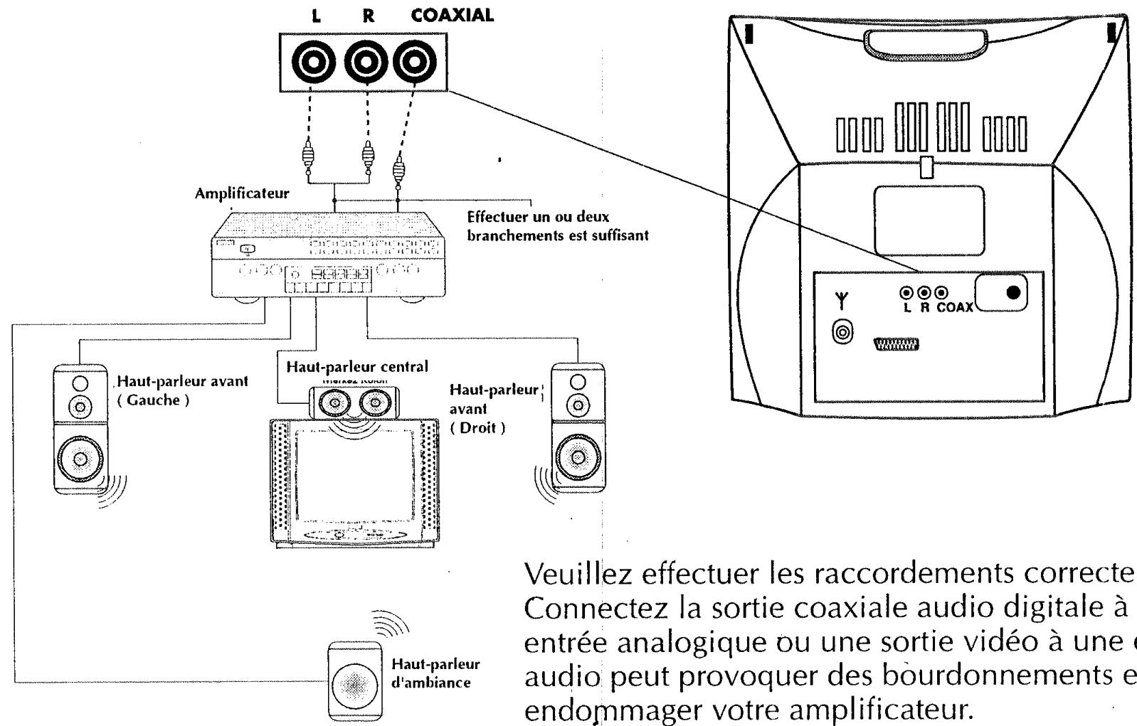 PROLINE TVD 1425 - Raccordement à un amplificateur Dolby Pro Logic - 1