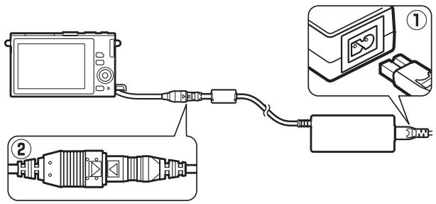 NIKON KITJ4 + 10-30 + SD16 - Raccordez l'adaptateur secteur. - 1