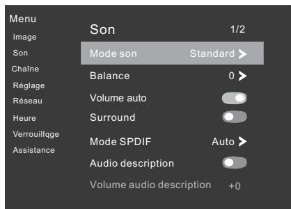 PROLINE ULS50S90UHDC - Configuration du menu Son - 2