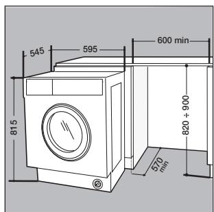 HOTPOINT WDHL75148EU - Montage de la machine à l'intérieur des éléments. - 1