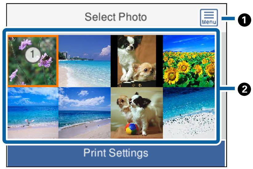 EPSON XP-6005 - Guide de l'écran de sélection de photo (Vue en tuiles) - 1