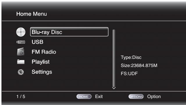 HARMAN KARDON BDS-403 - Menu principal - 1