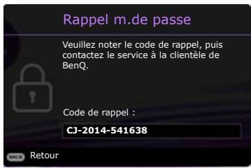 BENQ HCTK700 - Procedure de rappel de mot de passage - 2