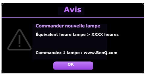 BENQ HCTK700 - Quand remplacer la lampe (POUR UN TECHNICIEN QUALIFIÉ UNIQUEMENT) - 2