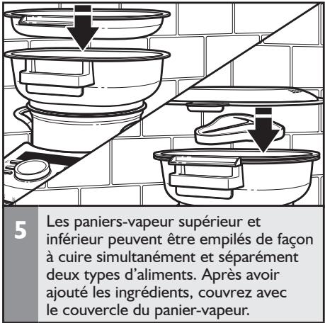 KITCHENAID 5KCFO103ECA - Utilisation des paniers-vapeur supérieur et/ou inférieur - 5