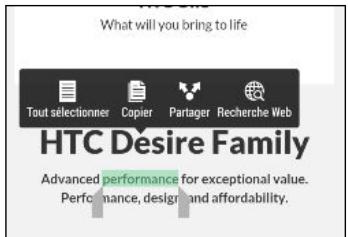 HTC ONE MINI 2 GREY - Sélectionner, copier et coller du texte - 1