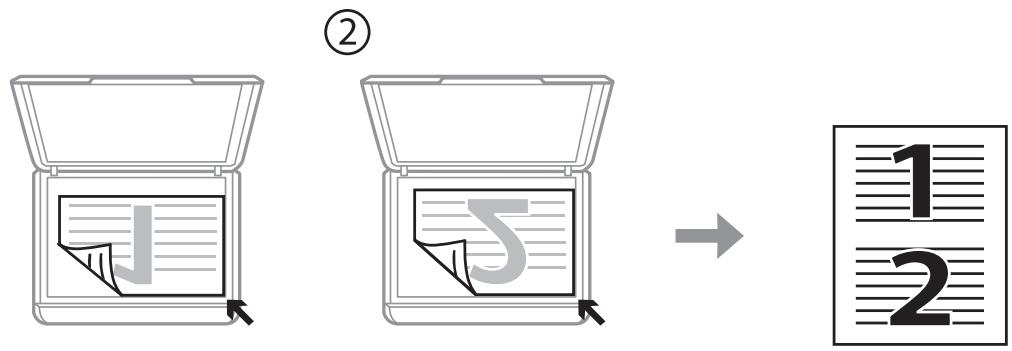 EPSON XP-355 - Positionnement des originaux pour une disposition 2 en 1 - 2