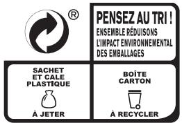 PENSEZ AU TRI ! ENSEMBLE RÉDUISONS L'IMPACT ENVIRONNEMENTAL DES EMBALLAGES SACHET ET CALE PLASTIQUE À JETER BOÎTE CARTON À RECYCLER