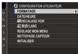 FUJIFILM X-H1 - Les menus de configuration - 1