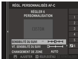 FUJIFILM X-H1 - Options de suivi de mise au point personalisées - 1