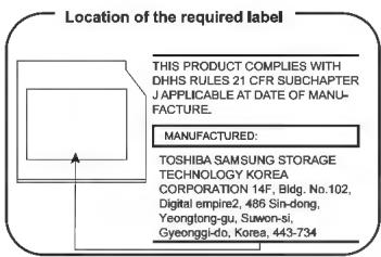 TOSHIBA LS5OT-C-100 - Emplacement de I'etiquette - 1