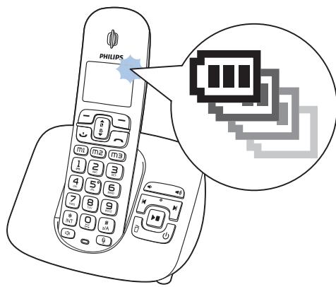 PHILIPS XL3952S/38 - Vérification du niveau de charge des piles rechargeables - 1