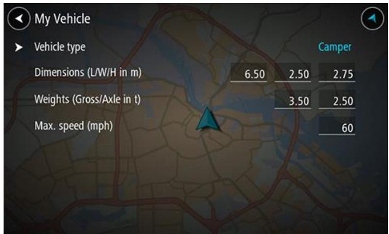 TOMTOM GO CAMPER MONDE - Définir votre type de vehicule - 3