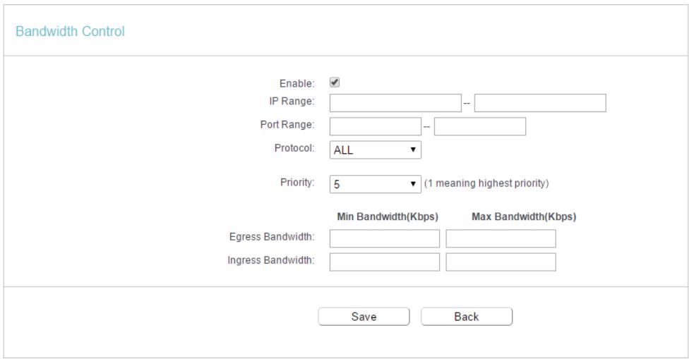 TP-LINK ARCHER C50 - To add a Bandwidth control rule: - 1