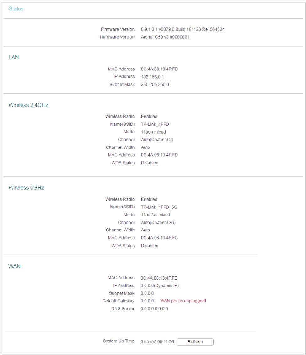 TP-LINK ARCHER C50 - Status - 1