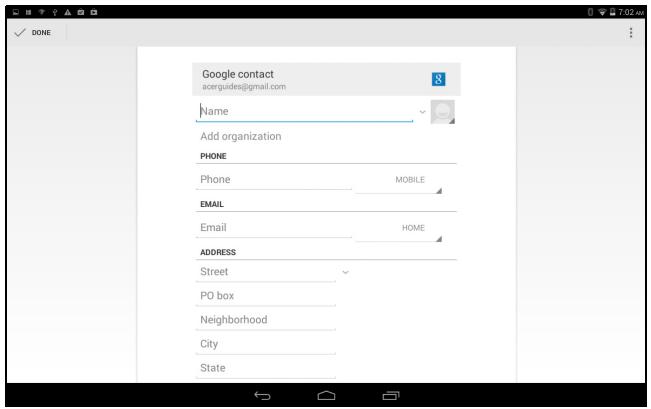 ACER A3-A20-K49X - Ajouter un nouveau contact - 1