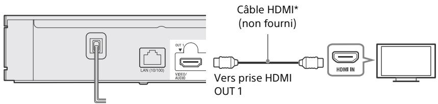 Câble HDMI* (non fourni) LAN (10/100) VIBIO/ AUDIO Vers prise HDMI OUT 1 HDMI IN