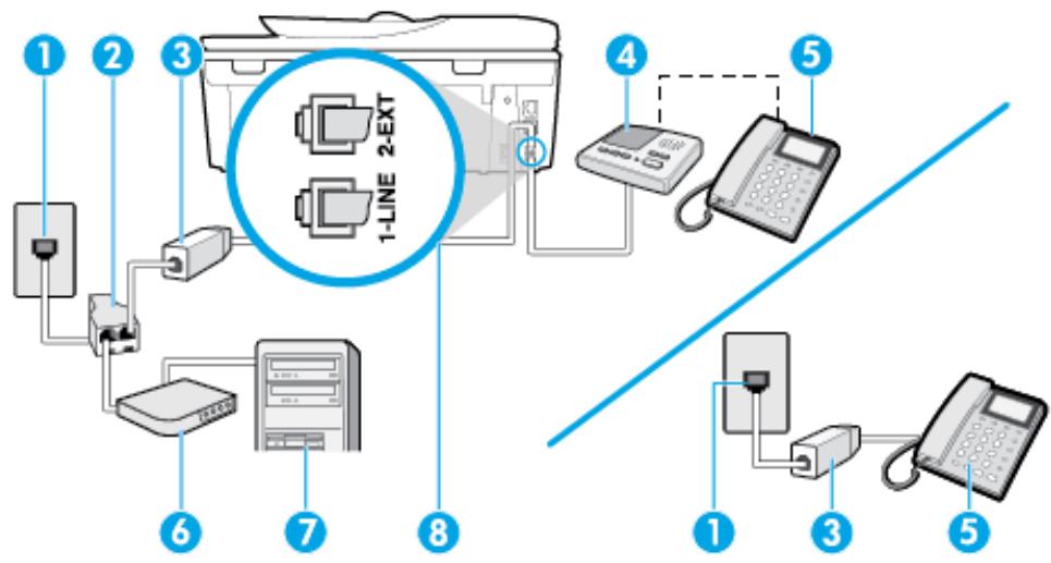 HP ENVY PHOTO 7830 - Ligne voix/télécopie partagée avec un modem d'ordinateur DSL/ADSL et un répondeur - 1