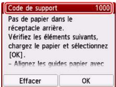 CANON TR7550 - Lorsqu'un code de support et un message s'affichent sur l'écran tactile - 1