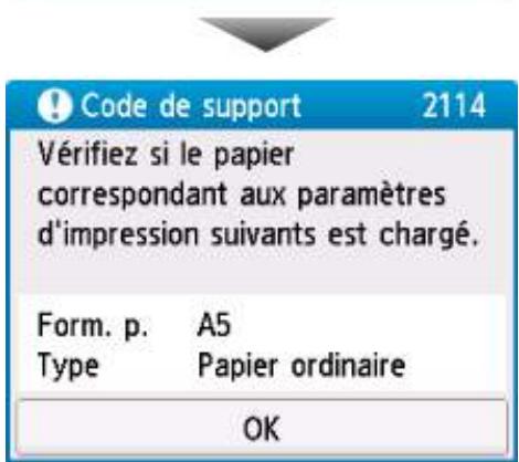 CANON TR7550 - Lorsque les paramètres de papier pour l'impression ou la copie sont différents des informations concernant le papier enregistrées sur l'imprimante : - 3
