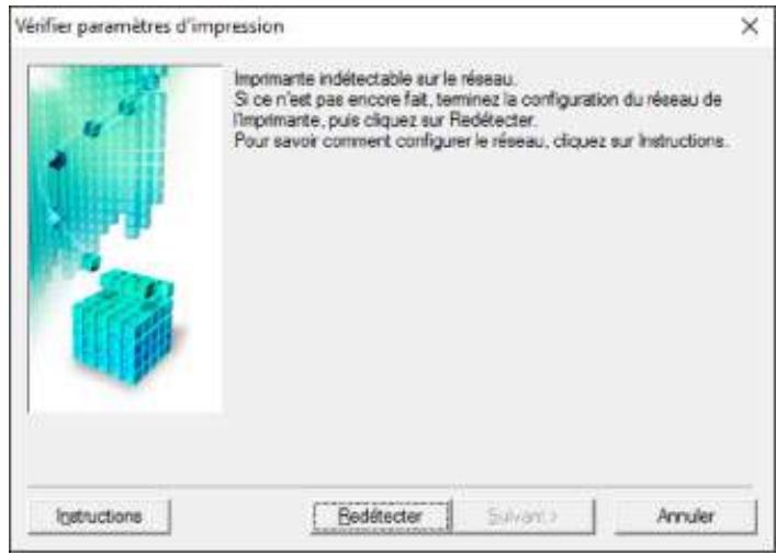 CANON TR7550 - Impossible de détecter l'imprimante sur l'écran vérifier paramètres d'impression pendant de la configuration (windows) - 1