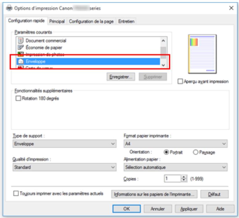 CANON TR7550 - Configuration de l'impression des enveloppes - 1