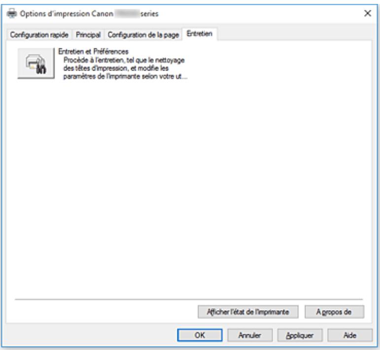 CANON TR7550 - Description de l'onglet entretien - 1