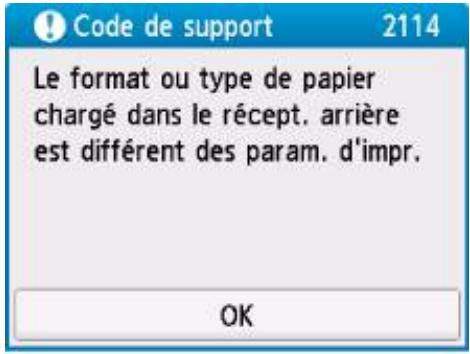 CANON TR7550 - Lorsque les paramètres de papier pour l'impression ou la copie sont différents des informations concernant le papier enregistrées sur l'imprimante : - 2