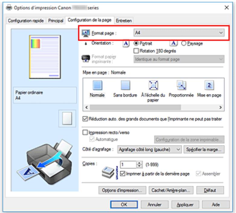 CANON TR7550 - Définition d'un format page et d'une orientation - 1