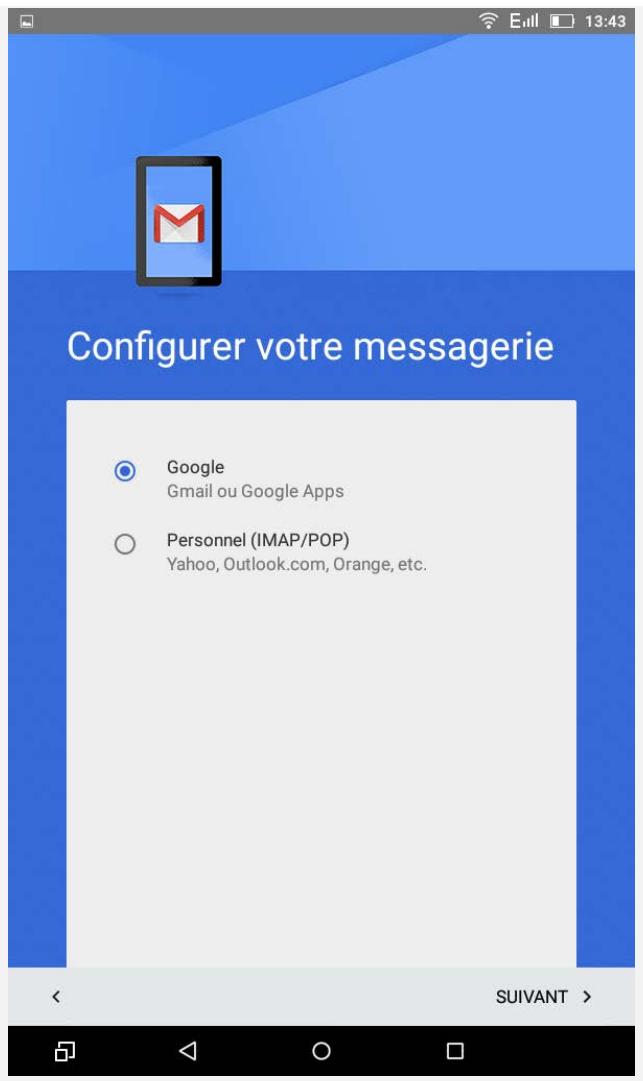 LENOVO Tab3-710 - Configuration d'un compte de messagerie - 1