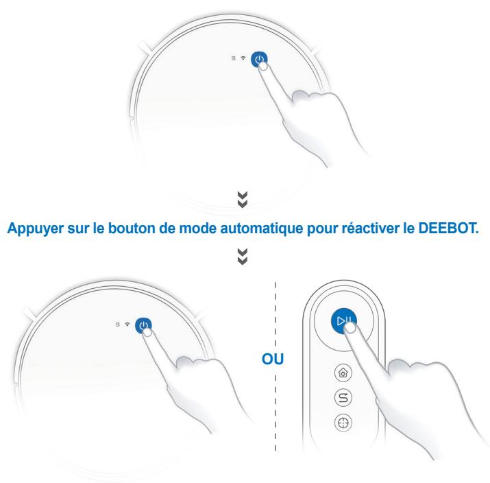 ECOVACS D600 - Mise en pause, réactivation et mise hors tension - 3