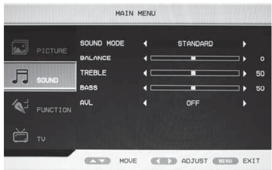 TOKA LTE-1420 - Options du menu son - 1