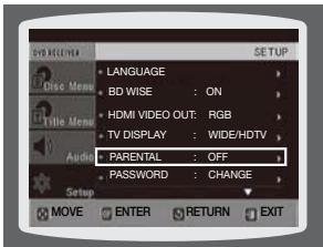 SAMSUNG HT-TZ222 - Configuration du controle parental (niveau de classement) - 1