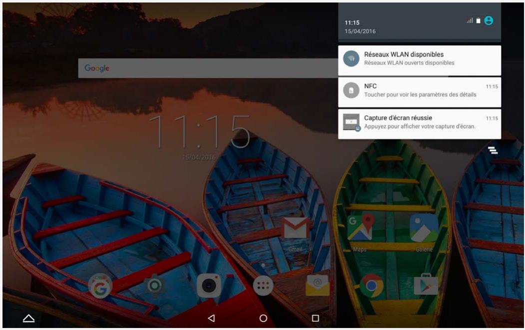 LENOVO TAB3 10 PLUS - Notifications et réglages rapides - 1