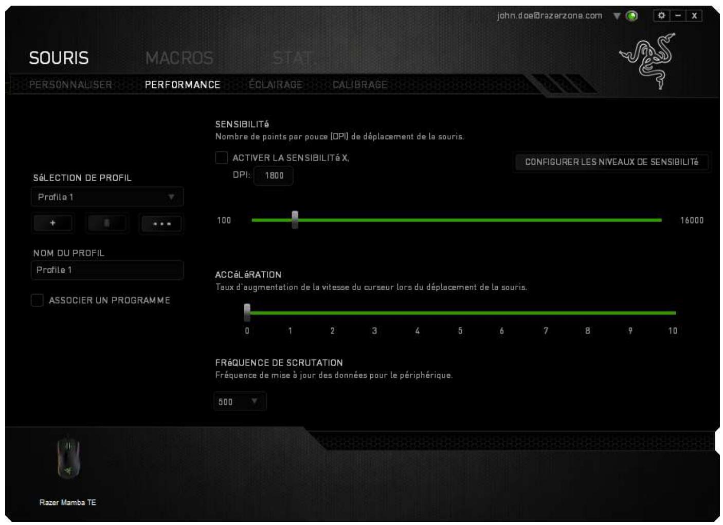 RAZER MAMBA TOURNAMENT - Onglet Fonctionnement - 1