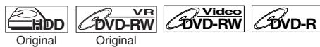 HDD Original VR DVD-RW Original Video DVD-RW DVD-R