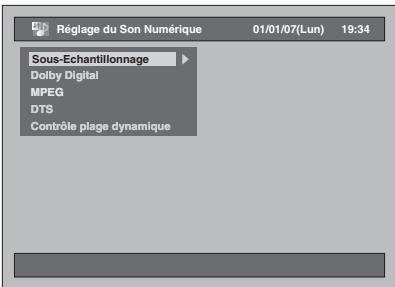 Réglage du Son Numérique 01/01/07(Lun) 19:34 Sous-Echantillonnage Dolby Digital MPEG DTS Contrôle plage dynamique