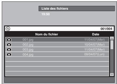 Liste des fichiers 19:50 001/004 Nom du fichier Date 001.jpg 11/04/07(Mer) 002.jpg 10/04/07(Mar) 003.jpg 11/04/07(Mer) 004.jpg 09/04/07(Lun)