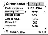 PENTAX Optio 550 - Sélection des niveaux de qualité - 1