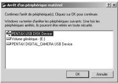PENTAX Optio 550 - Déconnexion de la liaison appareil/PC (Windows 2000/Me) - 3