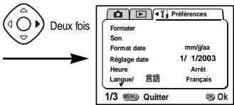 PENTAX Optio 550 - Modification du type dessons de demarrage,d'obturateur ou d'opération - 1