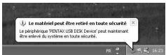PENTAX Optio 550 - Déconnexion de la liaison appareil/PC (Windows XP) - 4