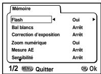 PENTAX Optio 550 - Sauvegarde des éléments du menu (Mémoire) - 3
