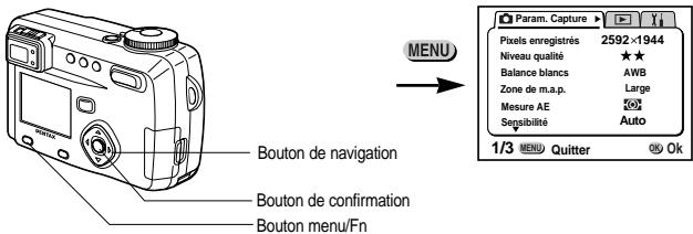 PENTAX Optio 550 - Comment revenir au menu [X] Preférences] - 1